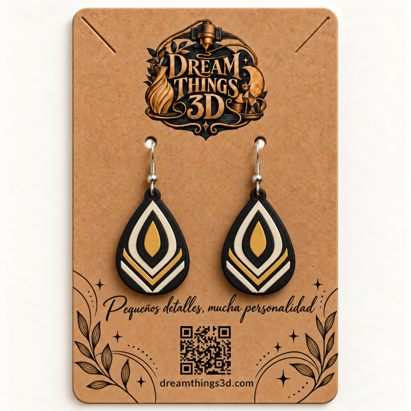 Pendientes Gota art déco 3D – Pareja