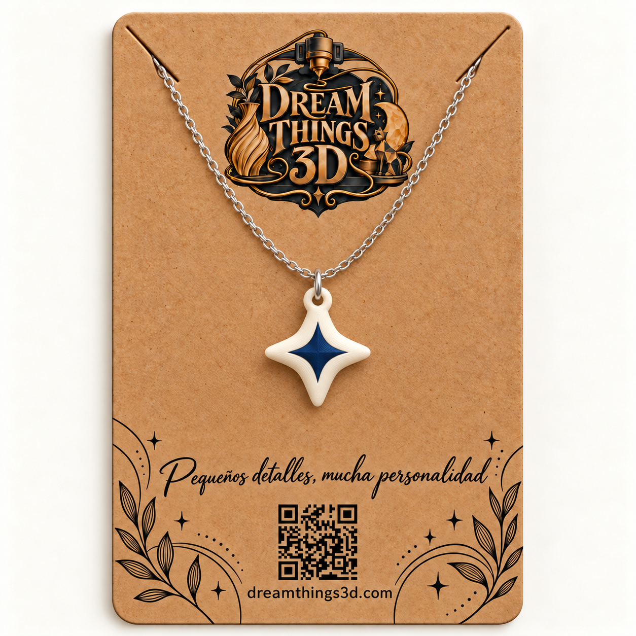 Colgante Estrella polar 3D con cadena