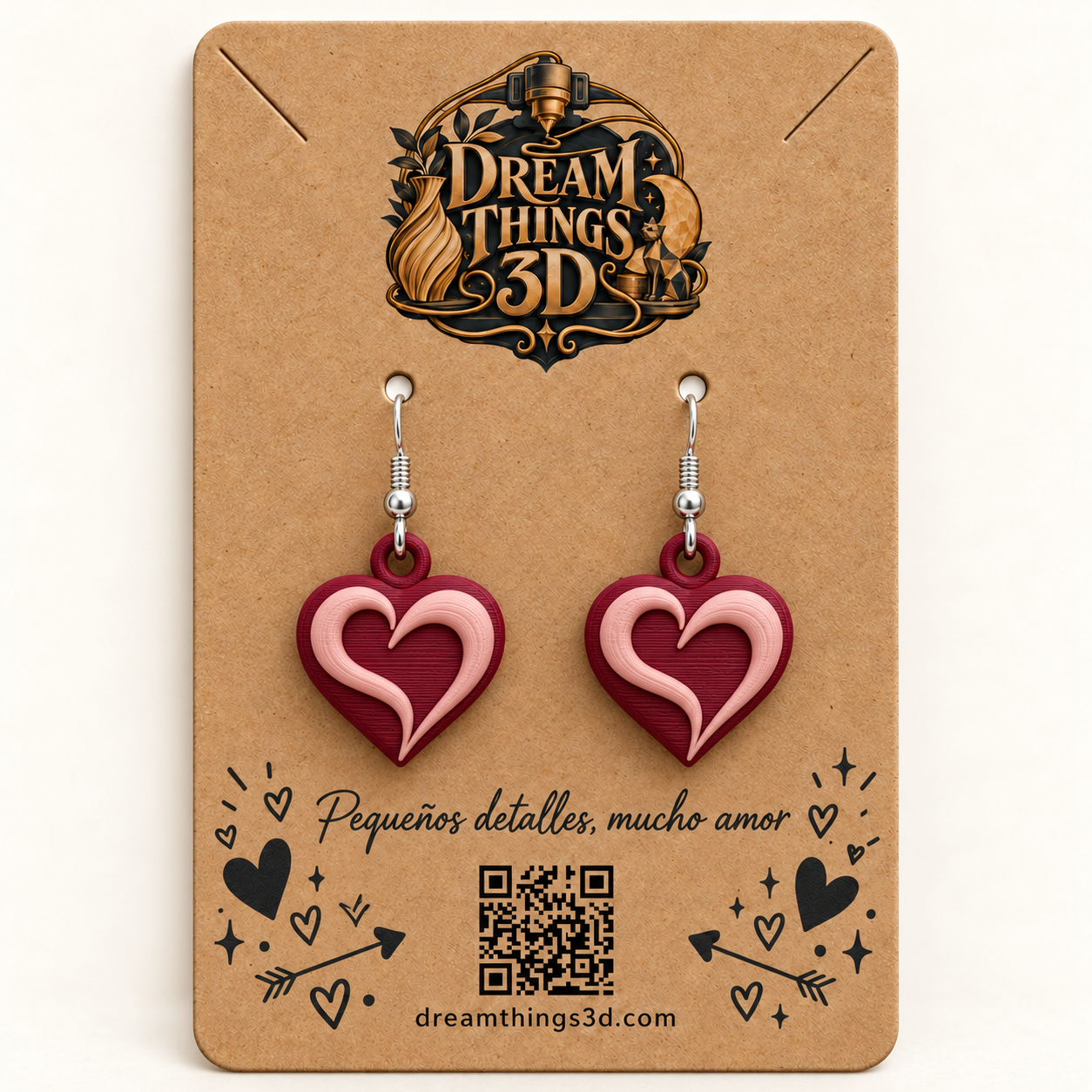 Pendientes Corazón envolvente 3D – Pareja