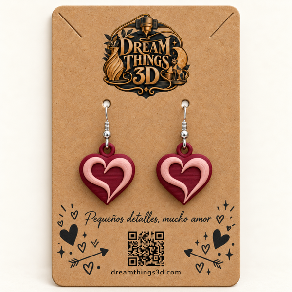 Pendientes Corazón envolvente 3D – Pareja