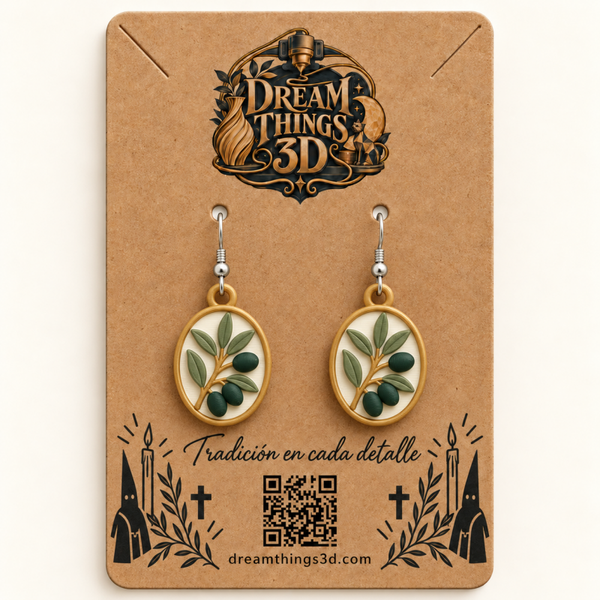 Pendientes Rama de olivo 3D – Pareja