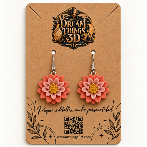 Pendientes Dalia coral 3D – Pareja