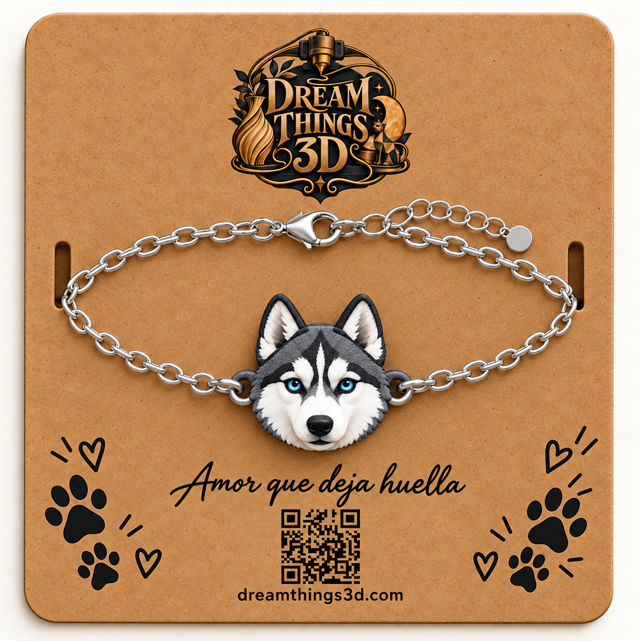 Pulsera Husky 3D con cadena