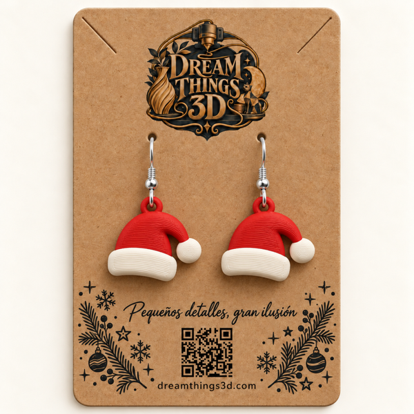 Pendientes Gorro de Papá Noel 3D – Pareja