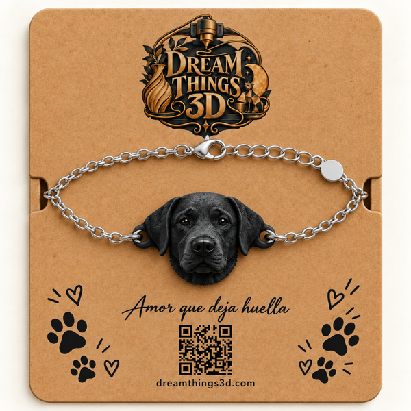 Pulsera Labrador 3D con cadena