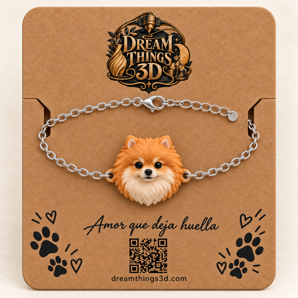 Pulsera Pomerania 3D con cadena