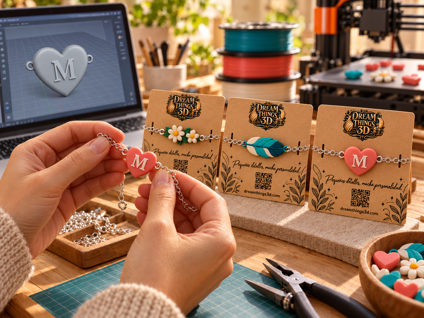 Personalización de pulseras 3D sobre nuestras tarjetas DreamThings3D