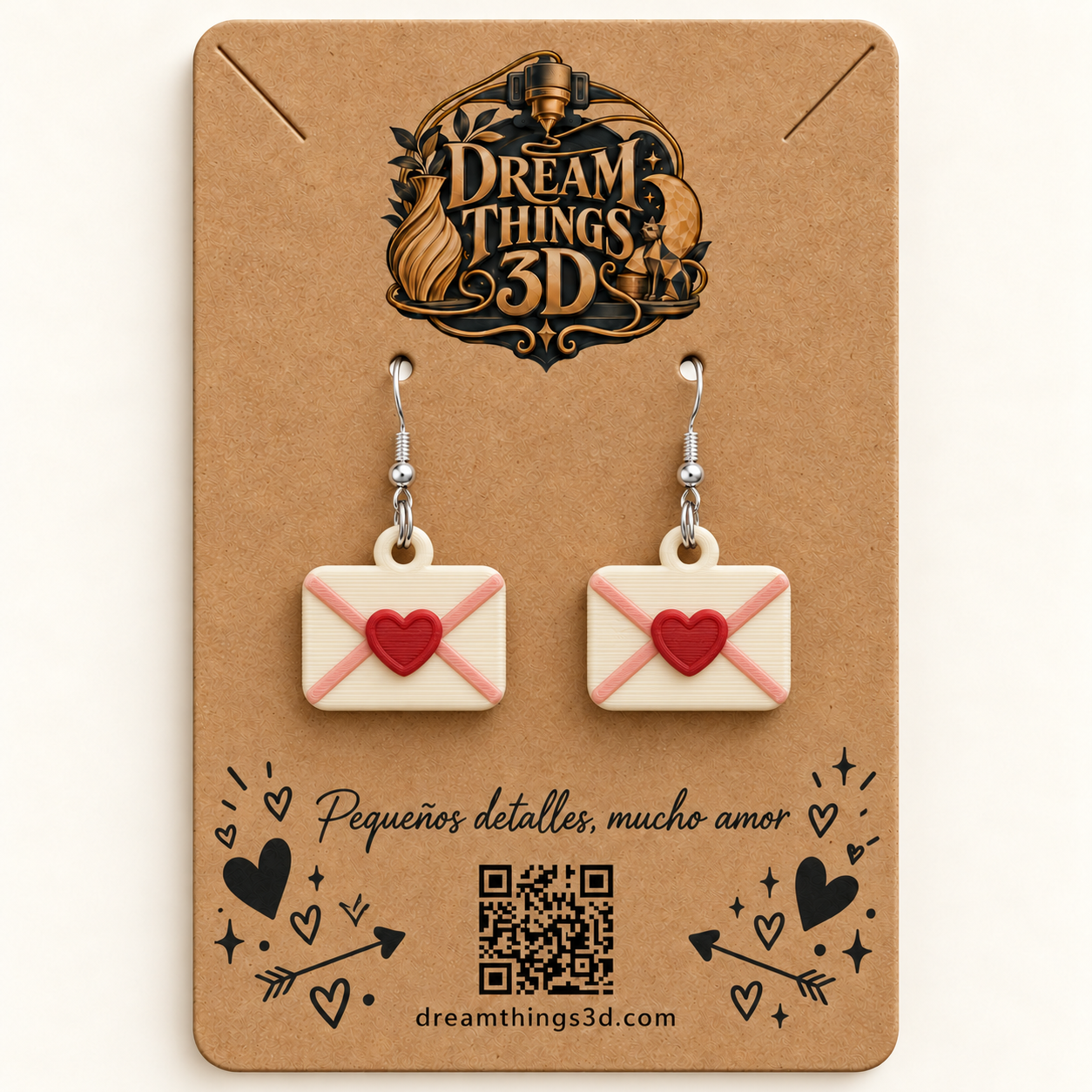 Pendientes Carta de amor 3D – Pareja