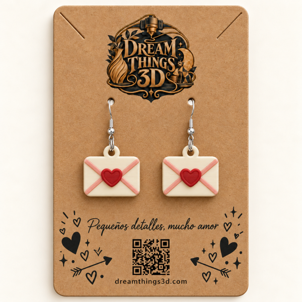 Pendientes Carta de amor 3D – Pareja