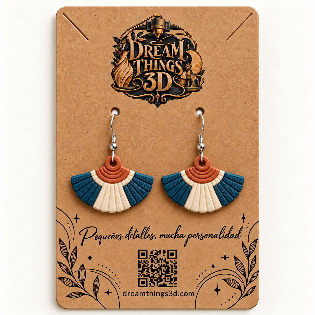 Pendientes Abanico mediterráneo 3D – Pareja