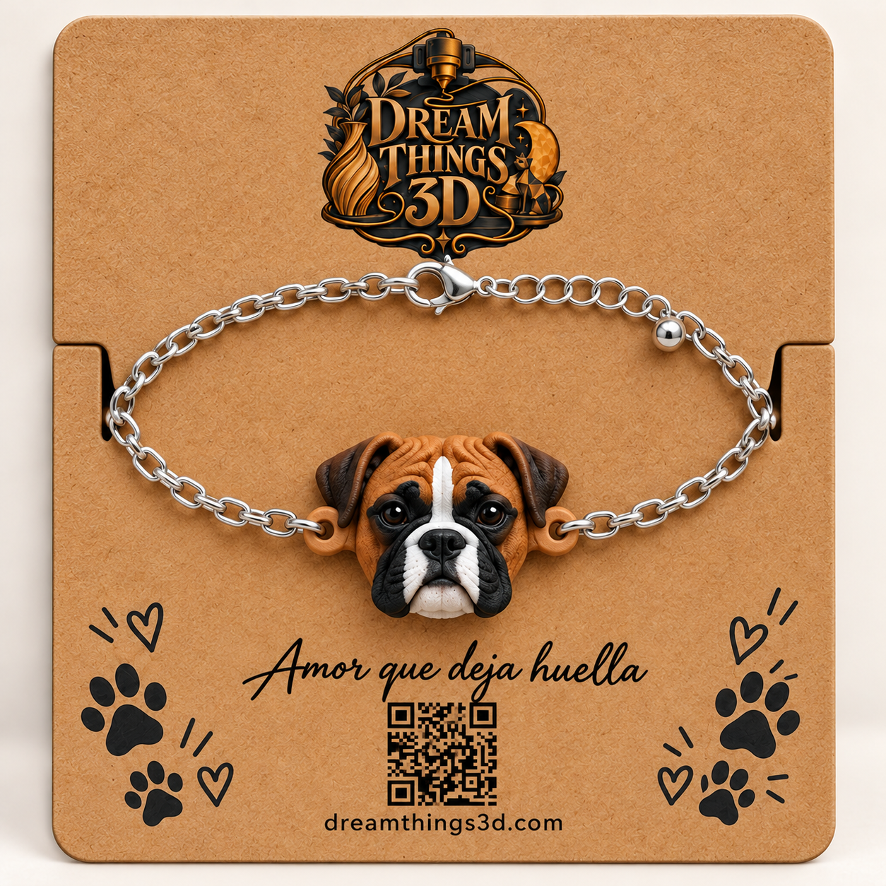 Pulsera Bóxer 3D con cadena