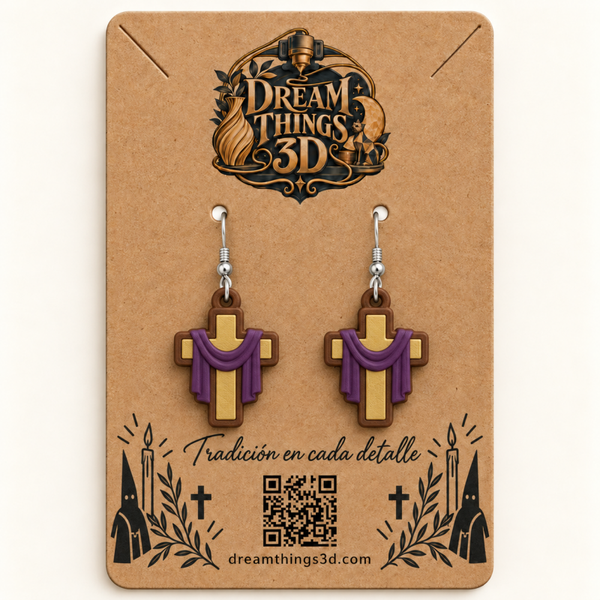 Pendientes Cruz de Pasión 3D – Pareja