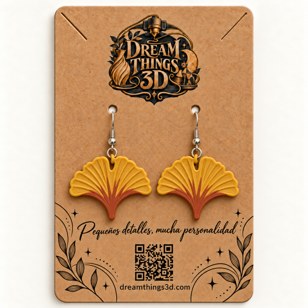 Pendientes Hoja de ginkgo 3D – Pareja