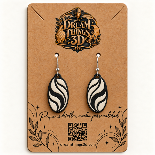 Pendientes Óvalo mármol 3D – Pareja