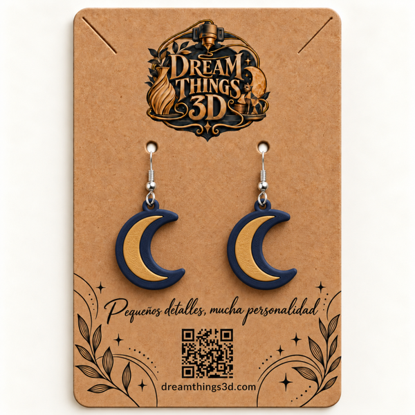 Pendientes Luna serena 3D – Pareja