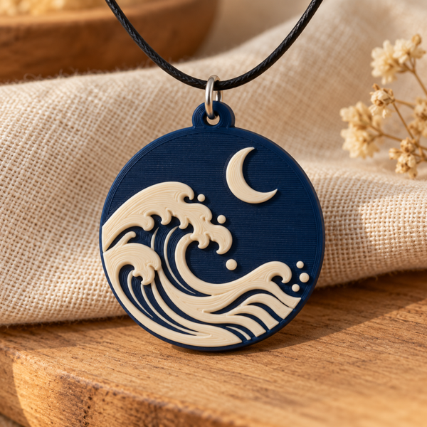 Colgante Luna y Olas 3D