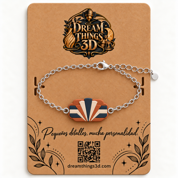 Pulsera Geometría art déco 3D con cadena