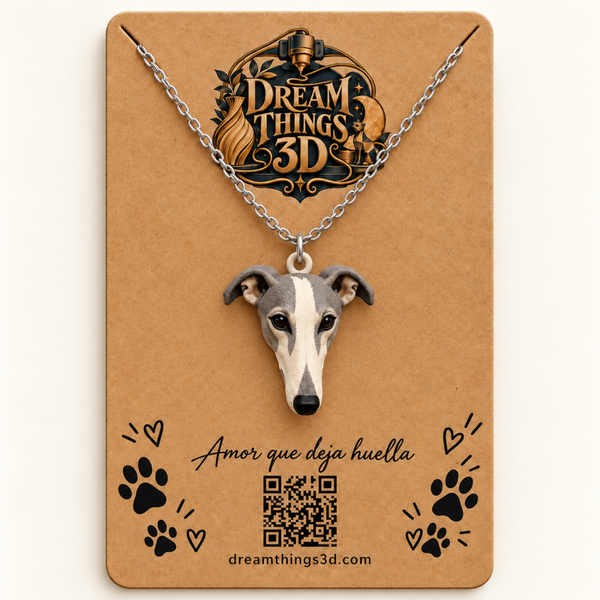 Colgante Galgo español 3D con cadena