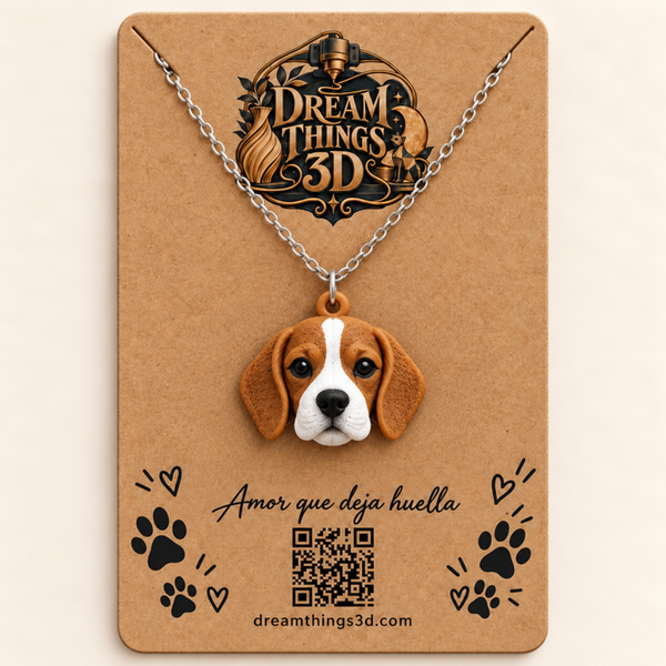 Colgante Beagle 3D con cadena