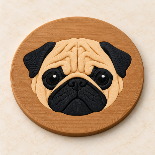 Posavasos Pug 3D