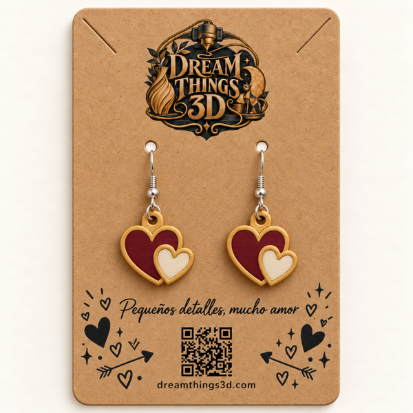 Pendientes Corazones unidos 3D – Pareja