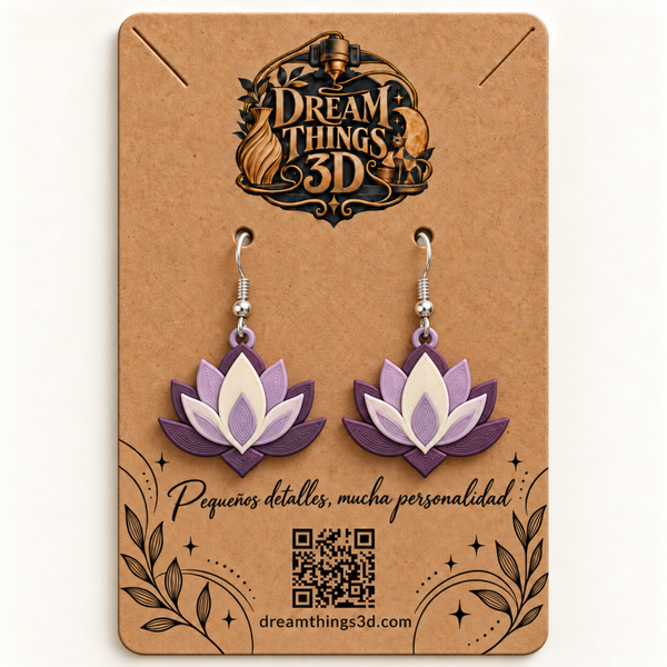 Pendientes Flor de loto 3D – Pareja