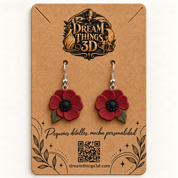 Pendientes Amapola burdeos 3D – Pareja