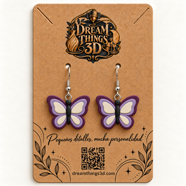 Pendientes Mariposa lavanda 3D – Pareja