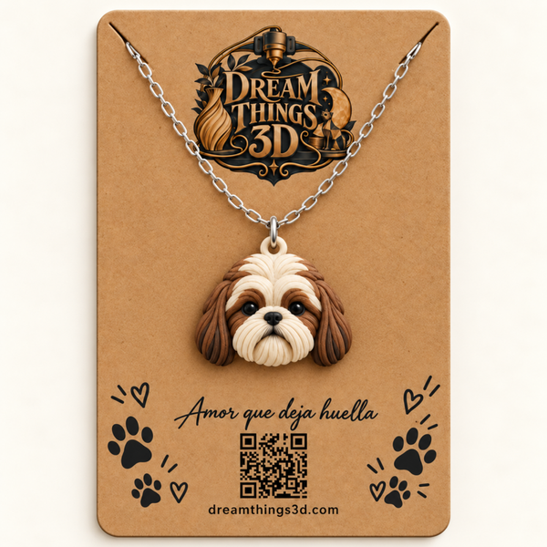 Colgante Shih Tzu 3D con cadena