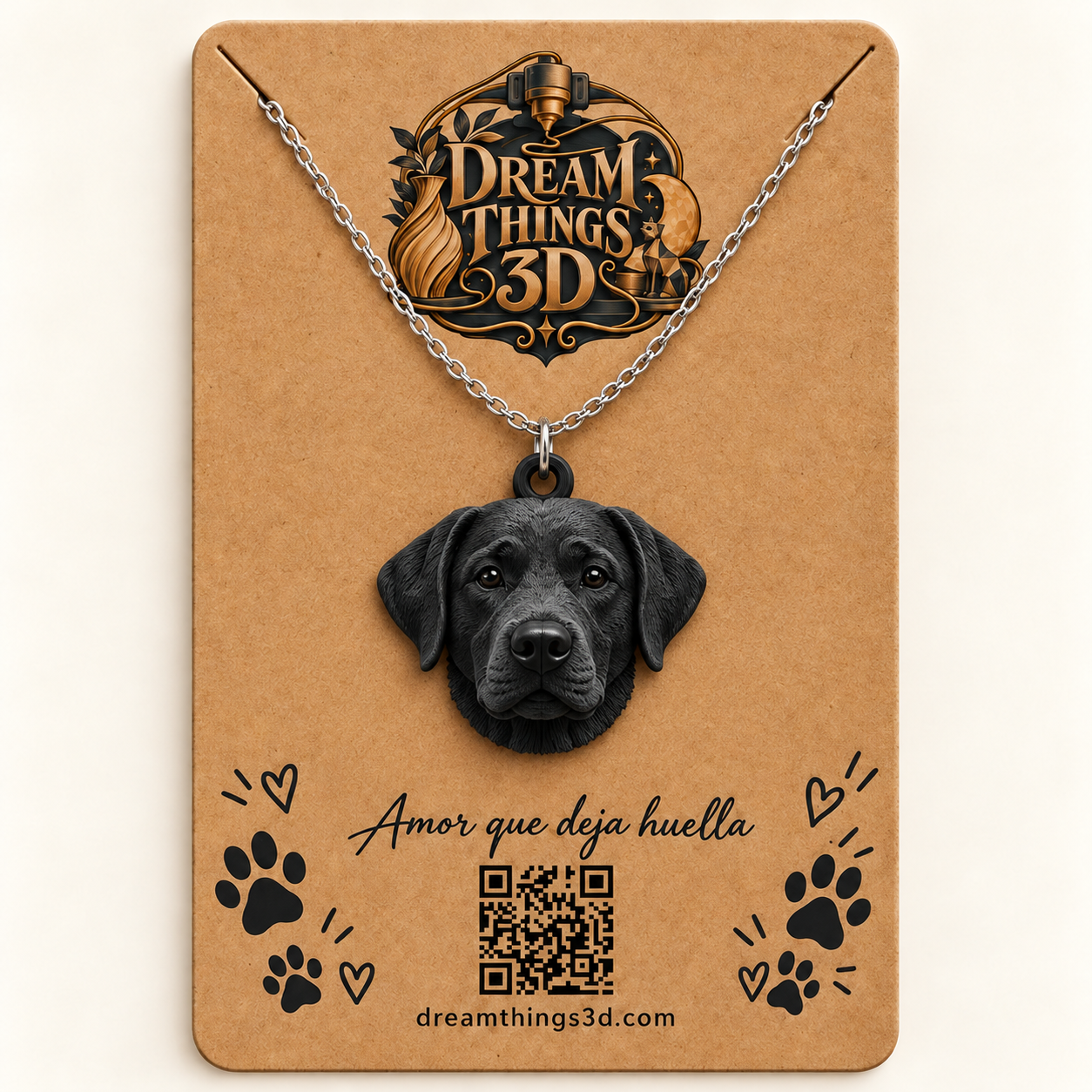 Colgante Labrador 3D con cadena