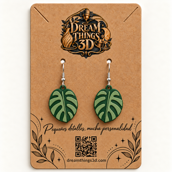 Pendientes Hoja de monstera 3D – Pareja