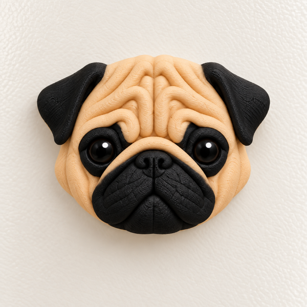 Imán Pug 3D – Nombre opcional
