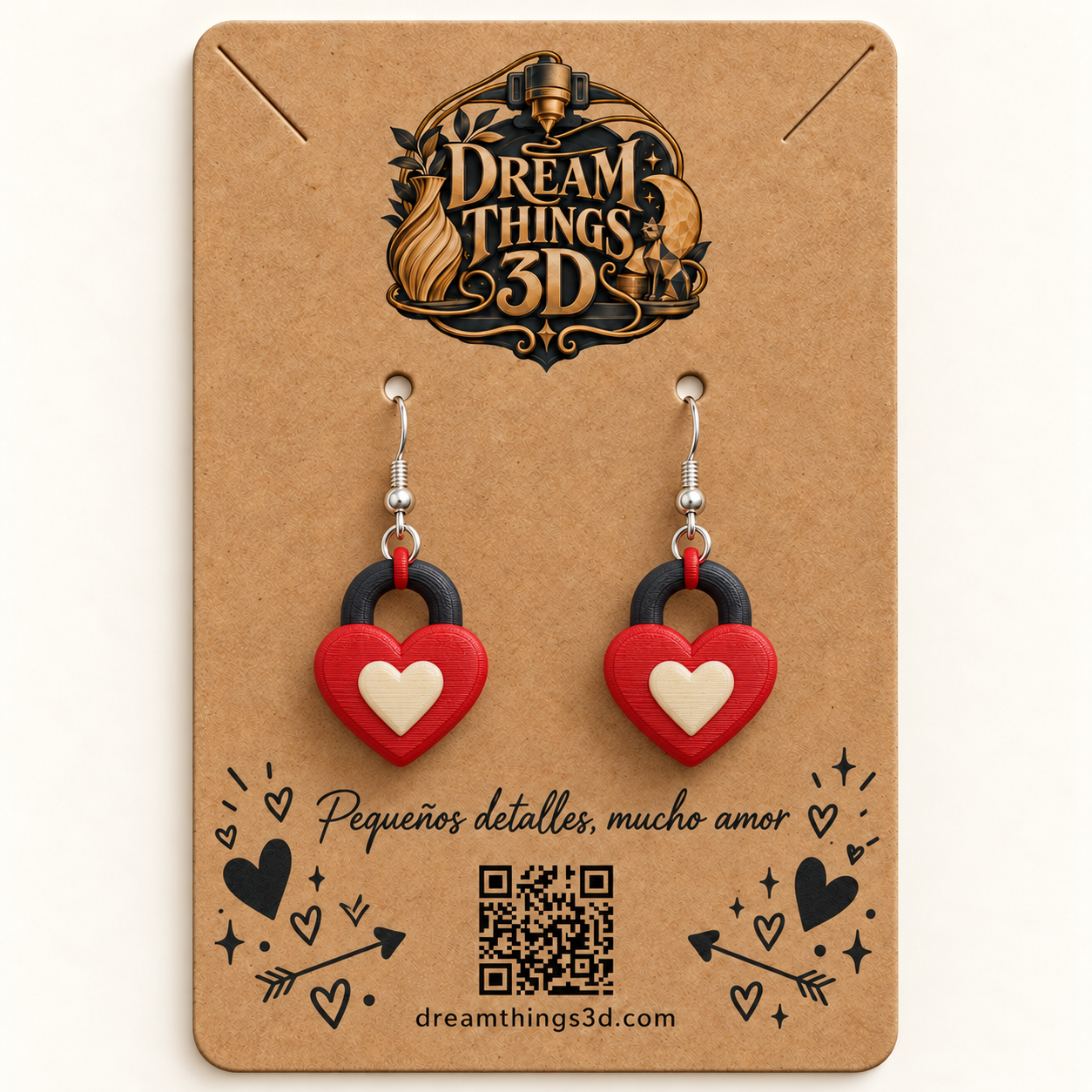 Pendientes Candado del amor 3D – Pareja