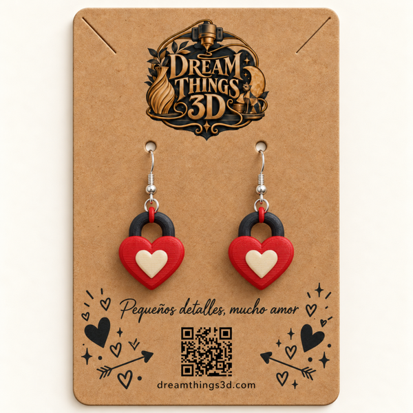 Pendientes Candado del amor 3D – Pareja