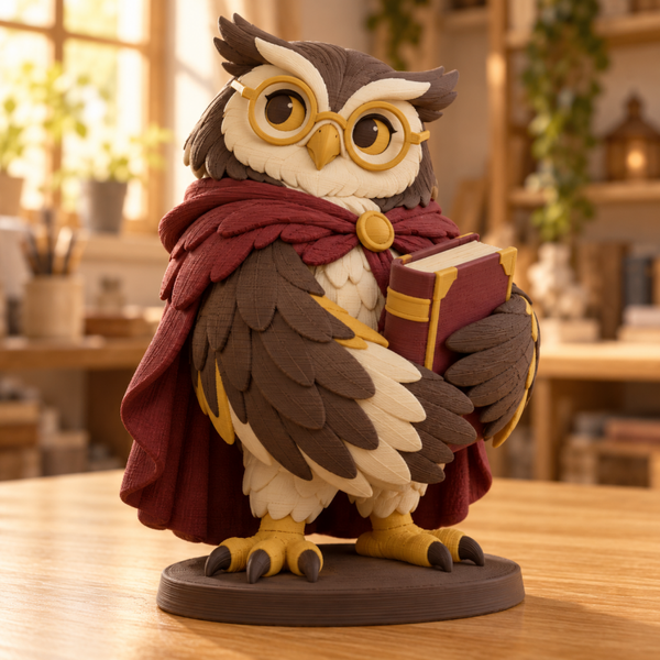 Figura 3D Bibliotecario Búho
