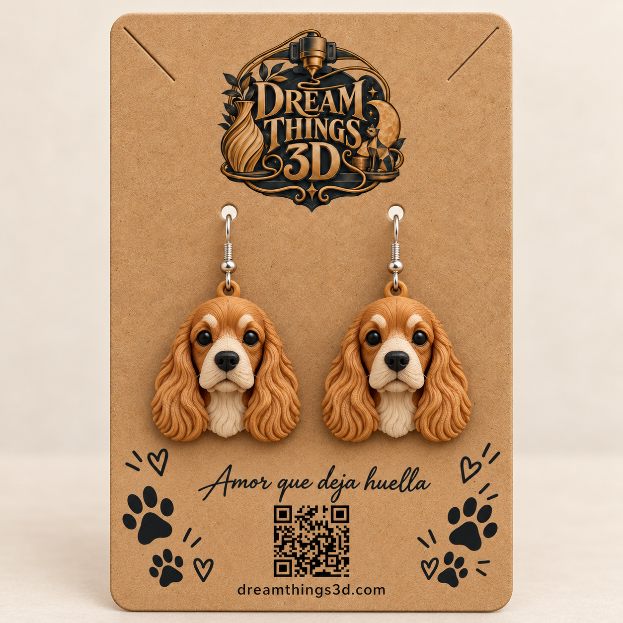 Pendientes Cocker spaniel 3D – Pareja