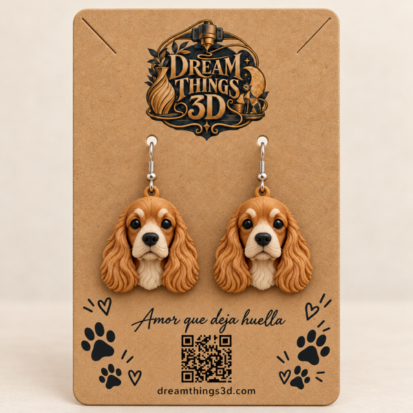 Pendientes Cocker spaniel 3D – Pareja