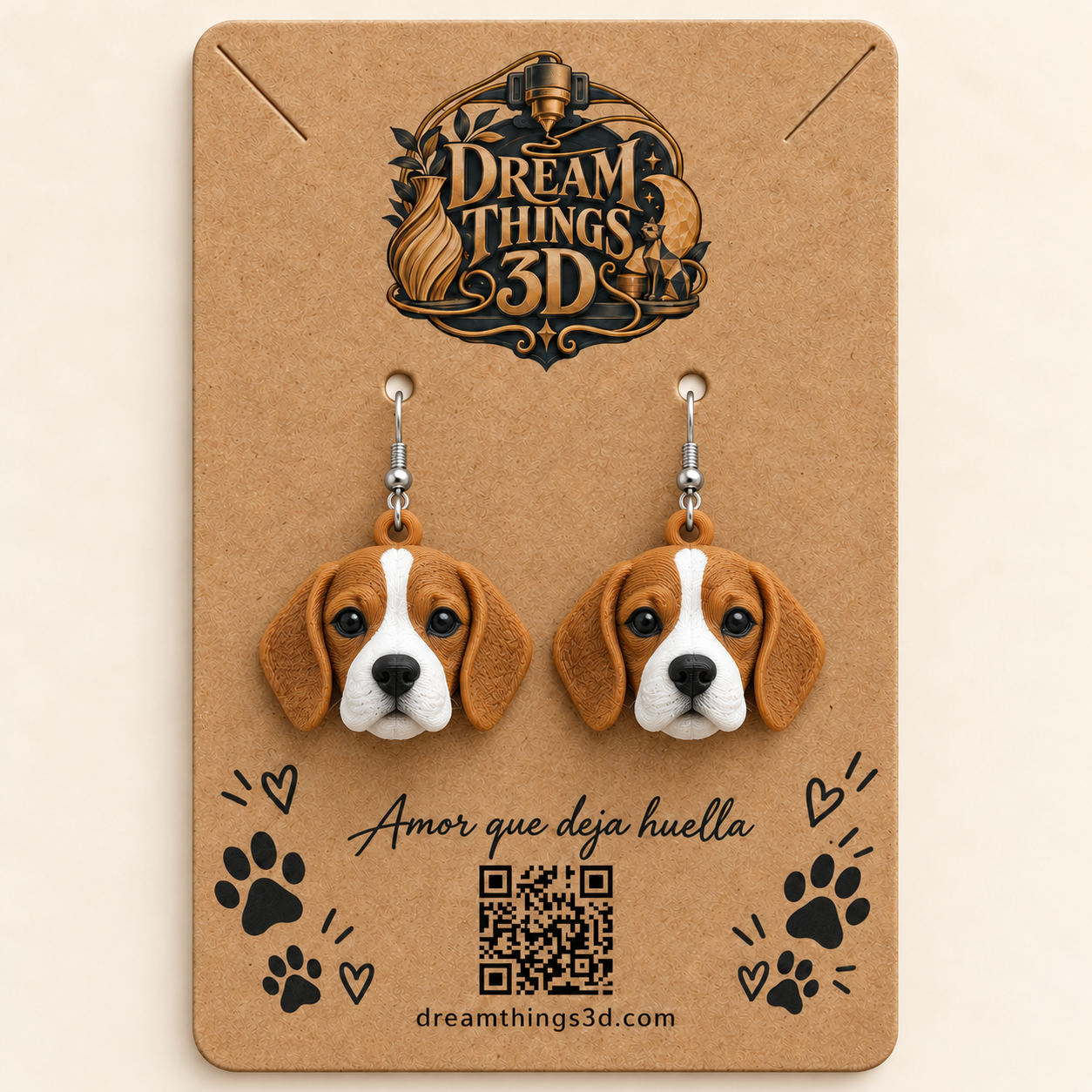 Pendientes Beagle 3D – Pareja