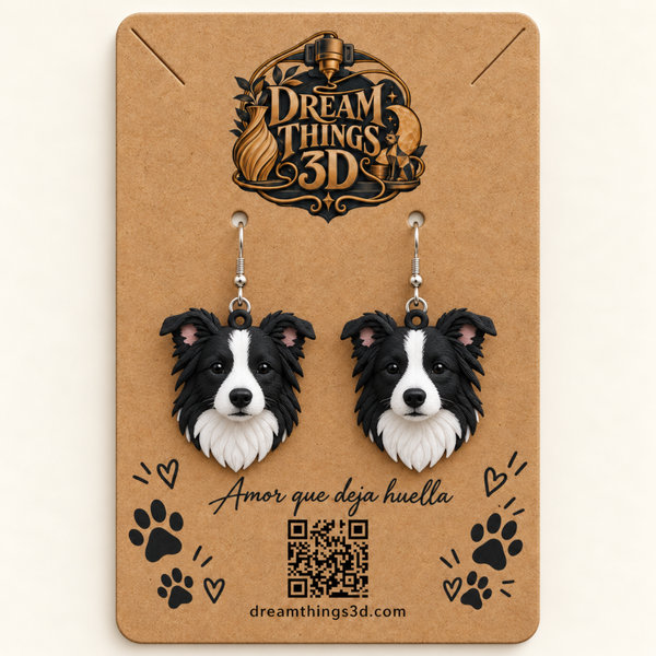 Pendientes Border collie 3D – Pareja
