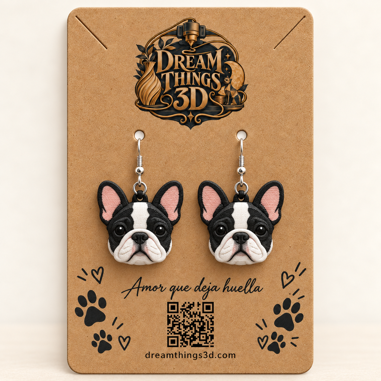 Pendientes Bulldog francés 3D – Pareja