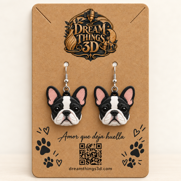 Pendientes Bulldog francés 3D – Pareja