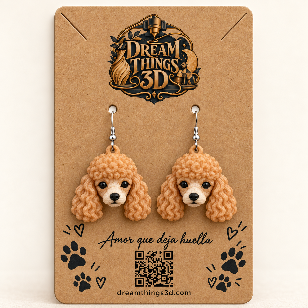 Pendientes Caniche toy 3D – Pareja