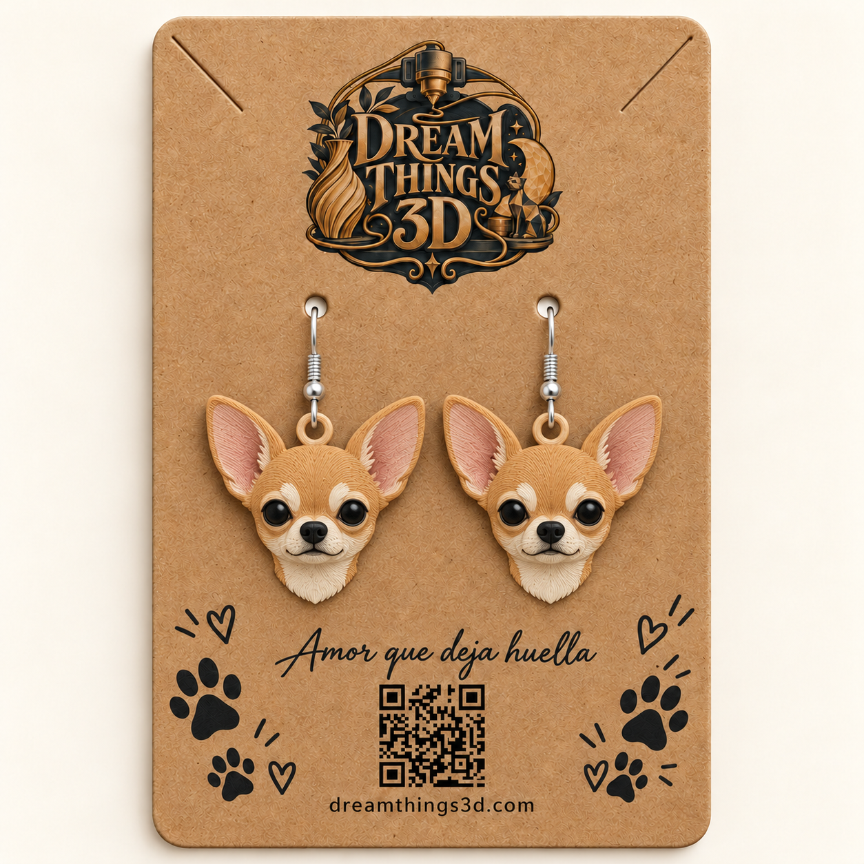 Pendientes Chihuahua 3D – Pareja