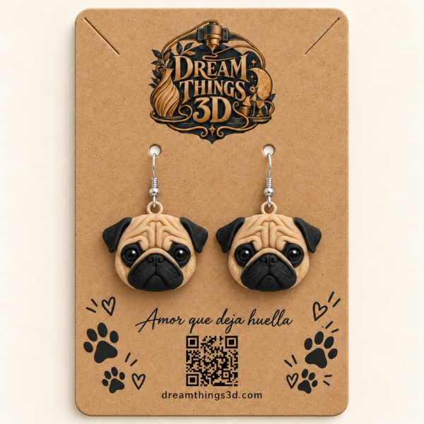 Pendientes Pug 3D – Pareja
