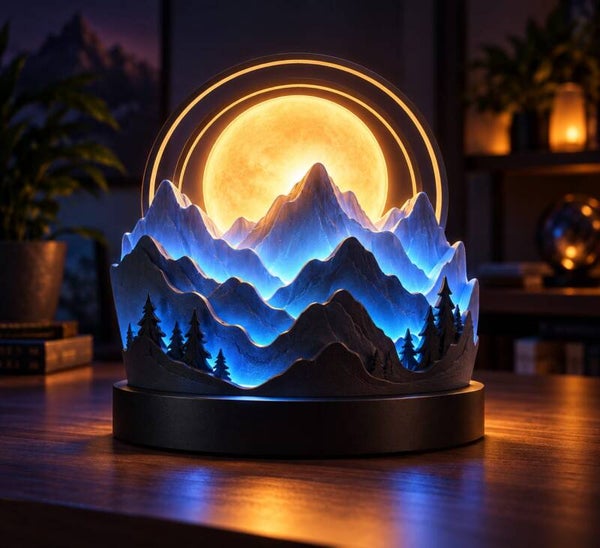 Lámpara 3D Amanecer entre Montañas