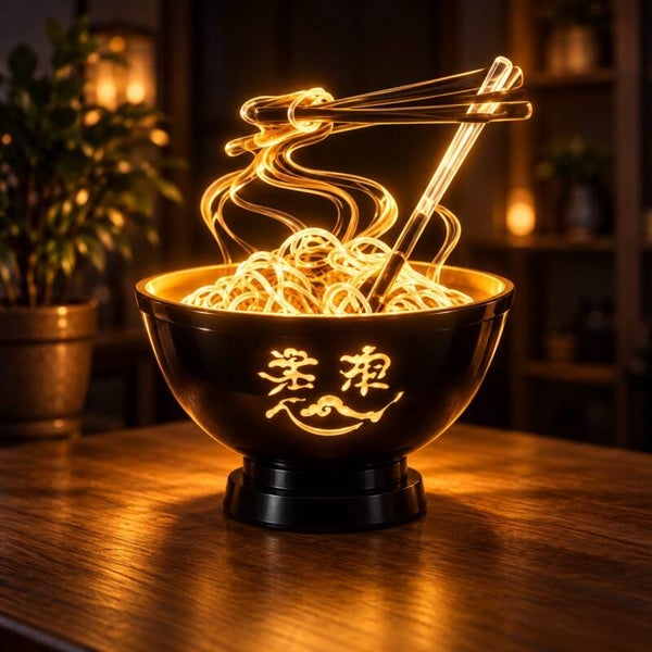Lámpara 3D Ramen de Luz Dorada