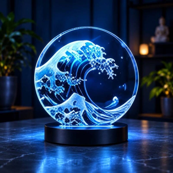 Lámpara 3D Luna sobre el Océano