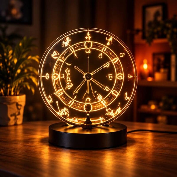 Lámpara 3D Rueda Zodiacal Dorada