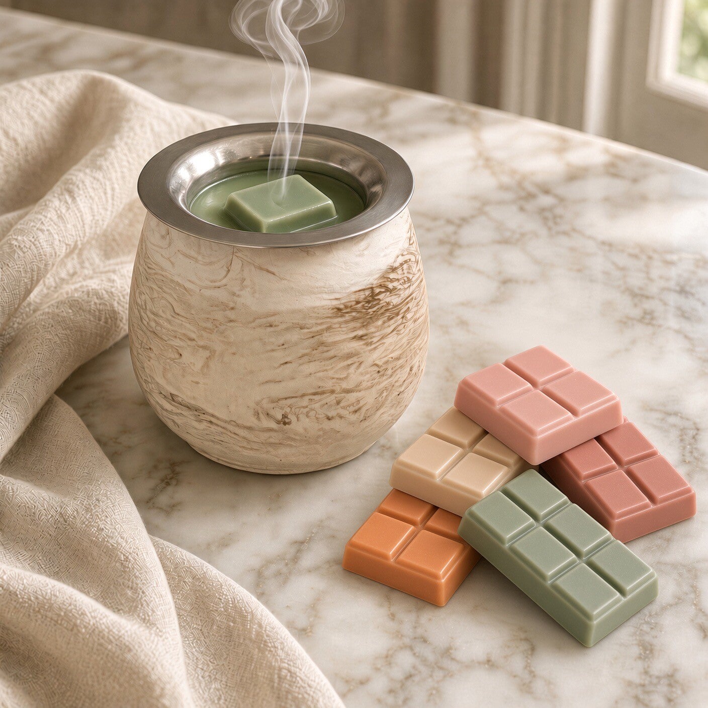 fondants parfumés, huiles essentielles, ambiance, parfum d'intérieur, brûle parfum, diffuseur