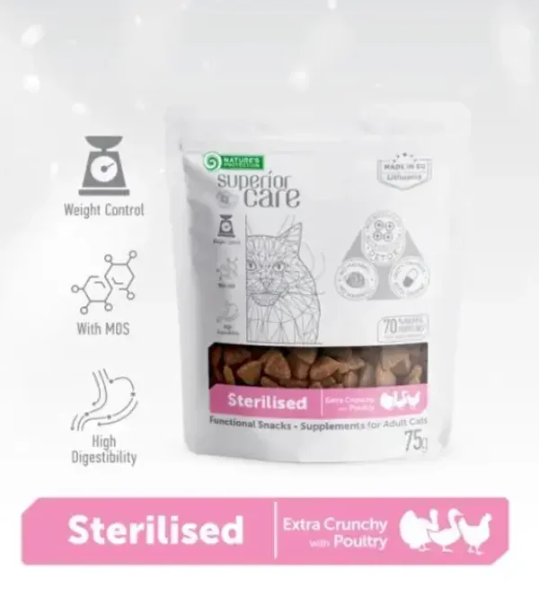 Nature's Protection Supplemental Snacks – with poultry for adult sterilised cat 75g